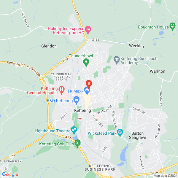Aso Rock Restaurant & Bar location map: 42/44 Rockingham Road Kettering, Kettering, Northamptonshire