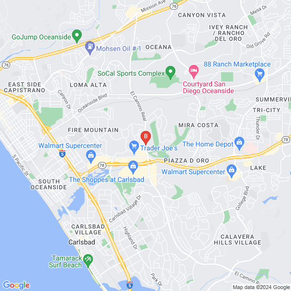 Grace Dental location map: 2204 S El Camino Real Suite 100, Oceanside, CA
